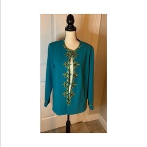 Bob Mackie Wearable Art Teal Size Medium Blazer